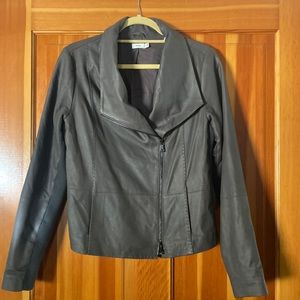 Vince Leather Jacket size Large. Charcoal